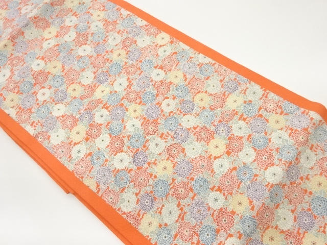 縮緬地金彩菊模様名古屋帯